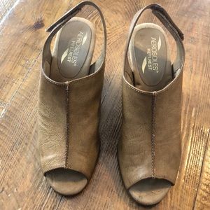 Aerosoles Heelrest "Up Close" Peep Toe Slingback Wedge Sandals 8.5